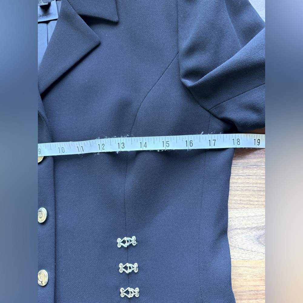 Griffith Gray St John Vintage Women 6 Black Wool Gold Button Corset Jacket - Picture 8 of 9